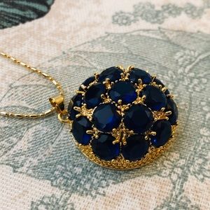 Blue Crystal and Gold Jewelry Set